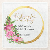 Elegant Boho Pink Floral Brautparty Gefallen Glasuntersetzer (Vorderseite)