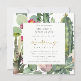ELEGANT BOHO PINK FLORAL CACTI FOLIAGE WEDD EINLADUNG