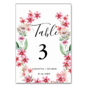 Elegant Boho Pink Wildblume Wedding Tischnummer (Vorderseite)