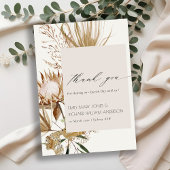 Elegant Boho Protea Dried Palm Floral Wedding Dankeskarte