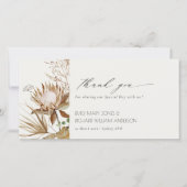Elegant Boho Protea Dried Palm Floral Wedding Dankeskarte (Vorderseite)