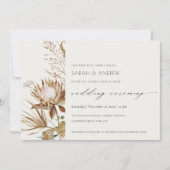 Elegant Boho Protea Dry Palm Floral Wedding Einlad Dankeskarte (Vorderseite)