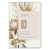 Elegant Boho Protea Ivory Dry Palm Floral Wedding Tischnummer (Vorderseite)