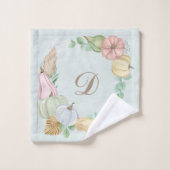 Elegant Boho Pumpkin Pampas Gras Personalisiert Badhandtuch Set (Waschlappen)