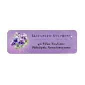 Elegant Boho Purple Violets Floral Return Address (Vorne)