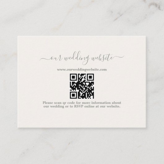 Elegant Boho QR Code Sage Green Wedding Website Begleitkarte (Vorderseite)