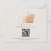 Elegant Boho QR Code Wedding RSVP Begleitkarte (Vorderseite)