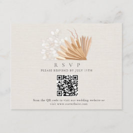 Elegant Boho QR Code Wedding RSVP Begleitkarte