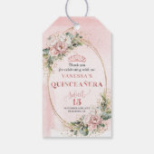 Elegant Boho Quinceañera Gift Tag with Greenery Geschenkanhänger (Rückseite)
