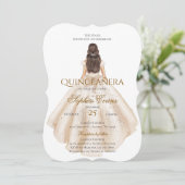 Elegant Boho Quinceanera Princess Einladung (Stehend Vorderseite)