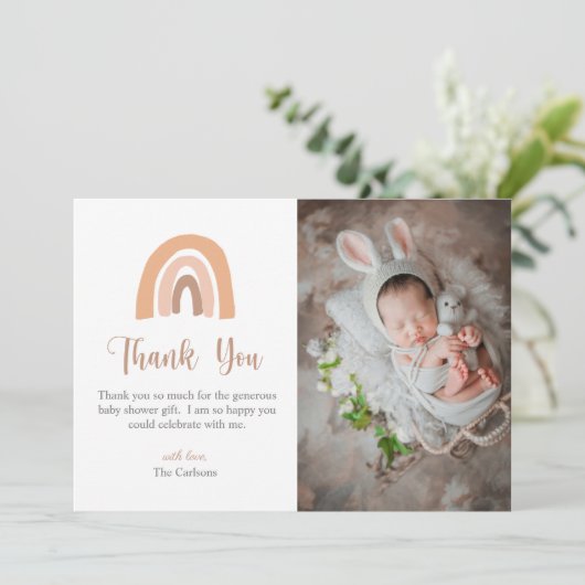 Elegant Boho Rainbow Baby Shower Danke Karte (Stehend Vorderseite)