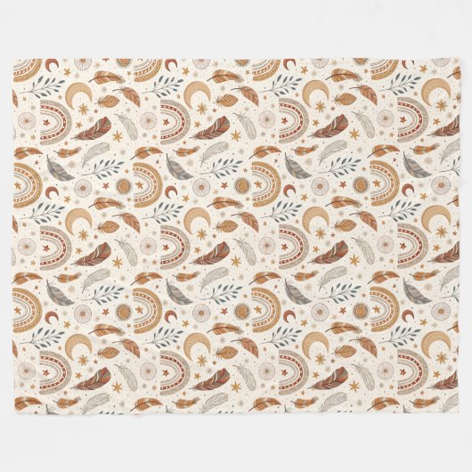 Elegant Boho Rainbow Throw Warm Artistic Touch Fleecedecke (Vorderseite (Horizontal))