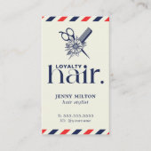 Elegant Boho Red Blue Scissors Hair Stylist Visitenkarte (Vorderseite)