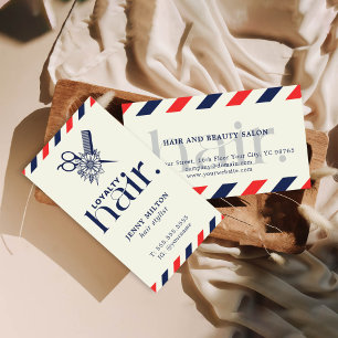 Elegant Boho Red Blue Scissors Hair Stylist Visitenkarte