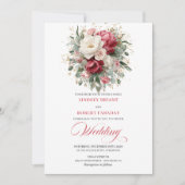 Elegant Boho Red White Greenery Wedding Invitation Einladung (Vorderseite)