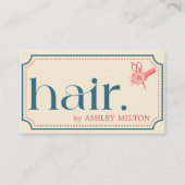 Elegant Boho Retro Blue Schissors Haar Stylist Visitenkarte (Vorderseite)