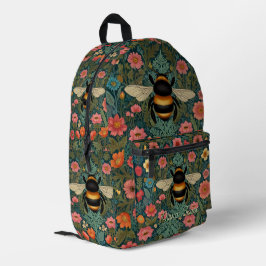 Elegant boho retro bumblebee spring florals bedruckter rucksack