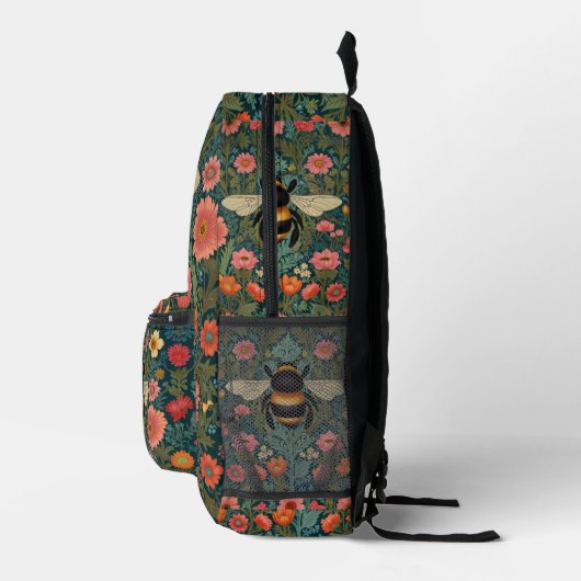 Elegant boho retro bumblebee spring florals bedruckter rucksack (Rechts)