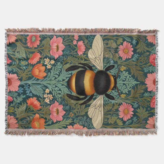 Elegant boho retro bumblebee spring florals decke (Vorderseite)