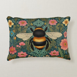 Elegant boho retro bumblebee spring florals dekokissen