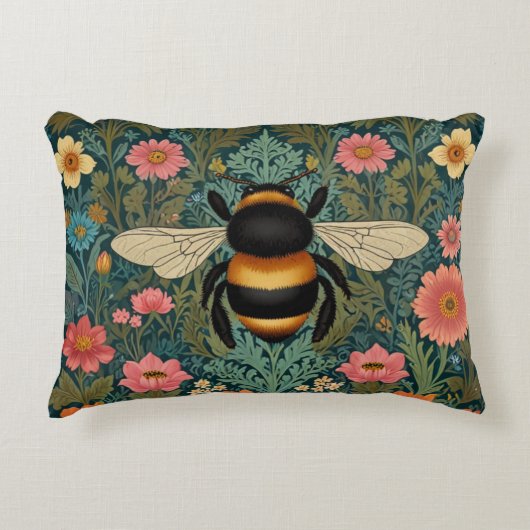 Elegant boho retro bumblebee spring florals dekokissen (Vorderseite)