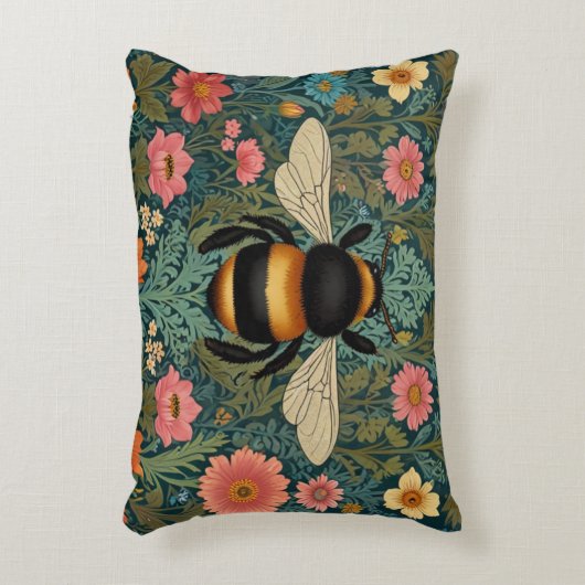 Elegant boho retro bumblebee spring florals dekokissen (Vorderseite(Vertikal))