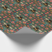 Elegant boho retro bumblebee spring florals  geschenkpapier (Ecke)