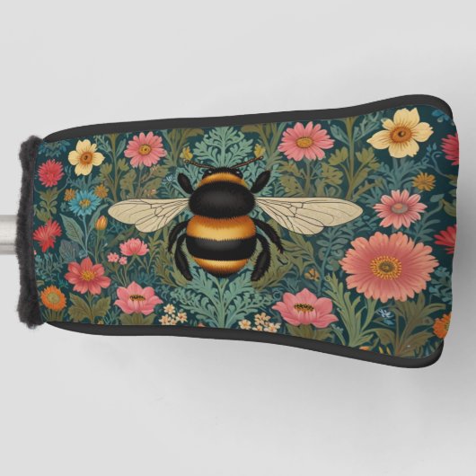 Elegant boho retro bumblebee spring florals golf headcover (Vorderseite)
