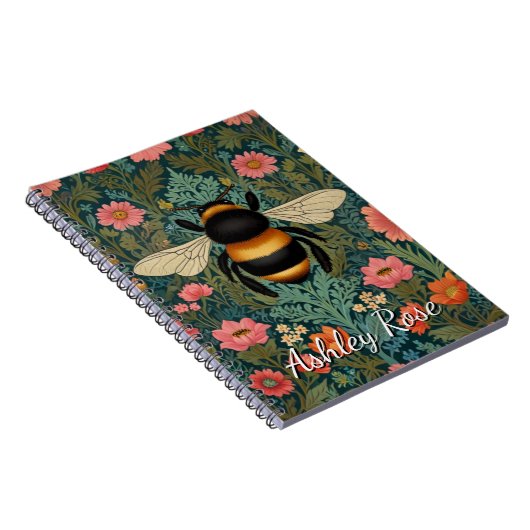 Elegant boho retro bumblebee spring florals notizblock (Rechte Seite)