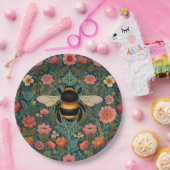 Elegant boho retro bumblebee spring florals pappteller (Party)