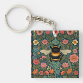Elegant boho retro bumblebee spring florals schlüsselanhänger