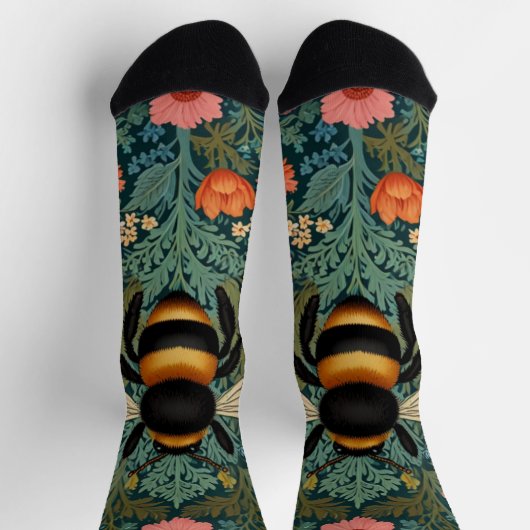 Elegant boho retro bumblebee spring florals socken (Oben)