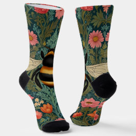 Elegant boho retro bumblebee spring florals socken