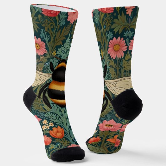 Elegant boho retro bumblebee spring florals socken (Gewinkelt)