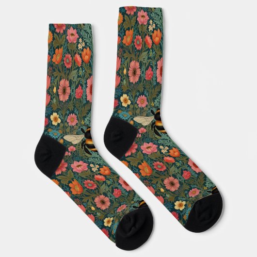 Elegant boho retro bumblebee spring florals  socken (Rechts)