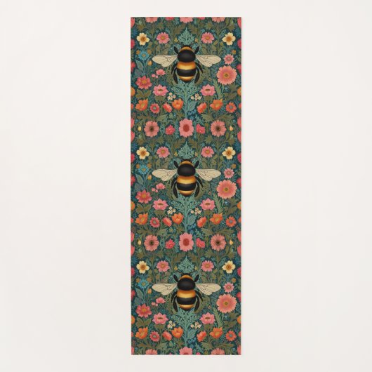 Elegant boho retro bumblebee spring florals  yogamatte (Vorderseite)