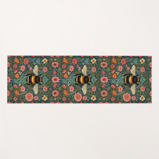 Elegant boho retro bumblebee spring florals yogamatte (Vorderseite (Horizontal))