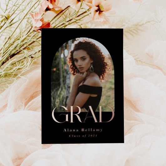 Elegant Boho Rose Foil Grad Ankündigung