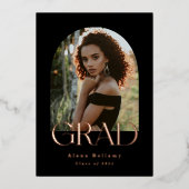 Elegant Boho Rose Foil Grad Ankündigung (Vorderseite)