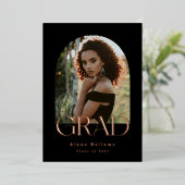 Elegant Boho Rose Foil Grad Ankündigung (Stehend vorne)