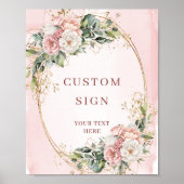 Elegant Boho Rose Gold Floral Custom Sign Poster (Vorne)