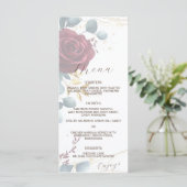 Elegant Boho rote Rose Frühjahrssommer Menükarte (Stehend Vorderseite)