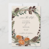 Elegant Boho Rustic Citrus Orange Save the Date Einladung (Vorderseite)
