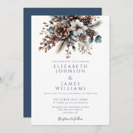 Elegant Boho Rustic Floral Pinecone Hochzeit Einladung
