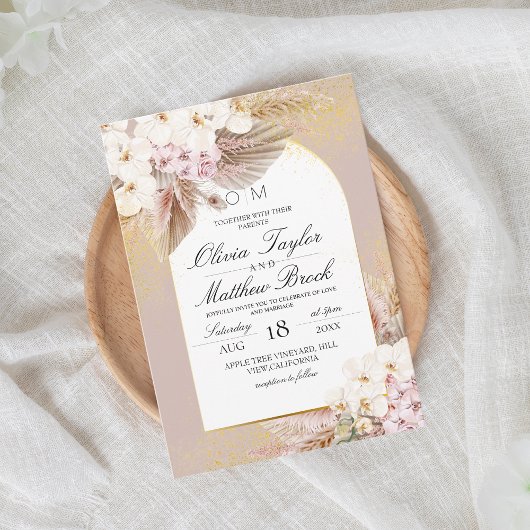 Elegant Boho Rustic Floral Wedding Einladung