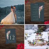 Elegant Boho Rustic Pampas & Pine Green Tan Red Begleitkarte