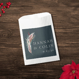 Elegant Boho Rustic Pampas & Pine Green Tan Red Fa Geschenktütchen