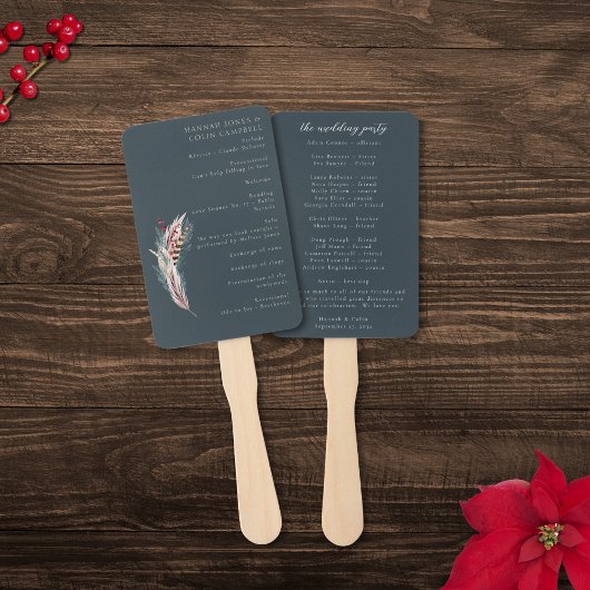 Elegant Boho Rustic Pampas & Pine Green Tan Red Pr Fächer