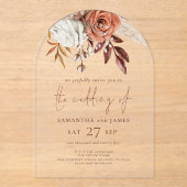 Elegant Boho Rustic Terracotta Florals Wedding Acryleinladungen (Vorderseite)