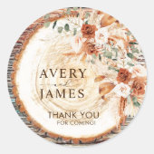 Elegant Boho Rustic Wedding Stickers Thank You (Vorderseite)
